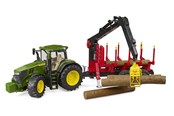 Legetøjsbil - Bruder John Deere 7R 350 with forestry trailer and 4 trunks - BR3154