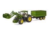 Legetøjsbil - Bruder John Deere 7R 350 with frontloader and tandemaxle tipping trailer - BR3155
