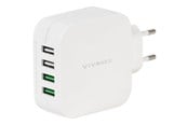 Mobil - Adaptere & Opladere - Vivanco Hurtig 4xUSB Hjemmeoplader 4.8A 2.4A/1A hvid - 37564