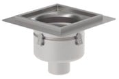 Afløb - Blücher industri afløbsskål Ø110mm lav. Til beton & fliser. 300x300mm. Lodret - 767.403.110 S