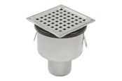 Afløb - Blücher Square gulvafløb med lodret Ø75 mm udløb. Til beton & fliser. Syrefast stål - 150.300.075 S