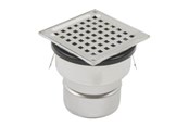 Afløb - Blücher Square gulvafløb med lodret Ø110 mm udløb. Til beton & fliser. Syrefast stål - 150.300.110 S