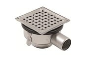 Afløb - Blücher Square gulvafløb med vandret Ø50 mm afløb lav model. Til beton & fliser. Rustfrit stål - 114.300.050