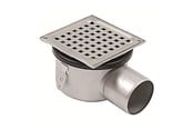 Afløb - Blücher Square gulvafløb med vandret Ø75 mm afløb. Til beton & fliser. Rustfrit stål - 110.300.075