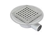 Afløb - Blücher Square gulvafløb lav model med vandret Ø50 mm afløb og smøremembran Inkl. indb vandlås. Til beton & fliser. Rustfrit - 382.300.050 VS