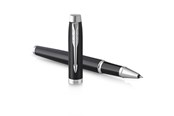 Skrive- og Tegneværktøjer - Parker PARKER IM Rollerball Pen | Mat sort med kromkant | Fin spids med sort blækpåfyldning | Gaveæske - 2143634