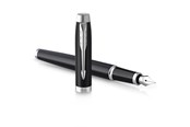 Skrive- og Tegneværktøjer - Parker PARKER IM Fountain Pen | Matte Black with Chrome Trim | Fine Point with Blue Ink Cartridge | Gift Box - 2143637