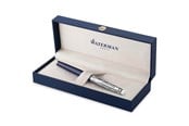 Skrive- og Tegneværktøjer - Waterman Hémisphère Rollerball Pen | Metal & blå lak | Mejslet kasket | Sort blæk | Gaveæske - 2166469