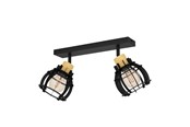 Lamper - EGLO Stillington 1 Skinne 2Xe27 Sort/Natur - 43927