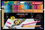 Hobby artikler - STABILO  Pen 68/88 Arty,  sæt med 36 penne i 18 farver - 204088