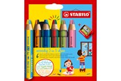 Hobby artikler - STABILO  woody Arty 3 in 1  sæt med 6 penne inkl. spidser to-farvet spids - 208550