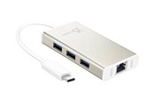 USB hub - j5create 3-Port USB Hub (with Ethernet) USB hub - USB 3.0 - 3 ports - Sølv - JCH471-N