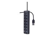 USB hub - Gembird - hub - with switches black - 7 ports USB hub - USB 3.2 - 7 ports - Sort - UHB-U3P7P-01
