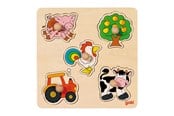 Puslespil - Goki Wooden Stud Puzzle Farm Wood - 57546