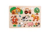 Puslespil - Goki Wooden Stud Puzzle Farm Retro 9pcs. Wood - 57995
