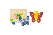 Puslespil - Goki Wooden 3-layer Puzzle Butterfly Wood - 57899