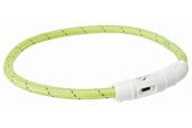 Hunde - Trixie Flash Light Ring USB Illuminated Dog Safety Collar Green Size XS-S 7mm 35cm - TX12700