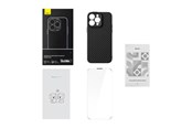 Mobil - Covers & Cases - Baseus Case  Synthetic Fiber Series for iPhone 14 Pro (black)+ tempered glass + cleaning kit - ARQW000101