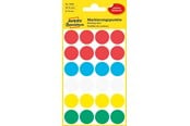 Papir, Fotopapir og Etiketter - Avery Prikmærkater, Ø 18 mm, 96 Etiketter, Assorterede farver - 3089