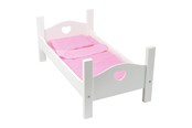 Dukke, bamse og udstyr - Small Foot - Wooden Doll Bed White with Bedding 4dlg - 11212