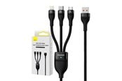 USB kabel - Baseus 3in1 USB cable  Flash Series USB-C + micro USB + Lightning 100W 1.2m (black) - CASS030001