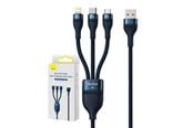 USB kabel - Baseus 3in1 USB cable  Flash Series USB-C + micro USB + Lightning 100W 1.2m (blue) - CASS030003