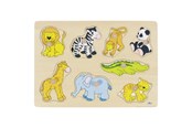 Puslespil - Goki Wooden Stud Puzzle Wild Animals Wood - 57874
