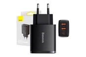 Mobil - Adaptere & Opladere - Baseus Compact Quick Charger 2 × USB-A + USB-C PD 3 A 30 W - Black - CCXJ-E01