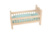 Dukke, bamse og udstyr - Small Foot - Wooden Doll Bed Natural with Bedding. 4ldg. - 9601