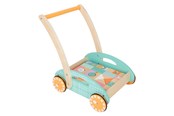 Babylegetøj - Small Foot - Wooden Baby Walker Carriage with Blocks Pastel 35dlg. - 11766