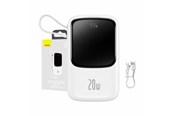 Powerbank - Baseus Powerbank Qpow PRO with cable USB-C 2xUSB 10000mAh 20W (White) Powerbank - Hvid - 10000 mAh - PPQD060002