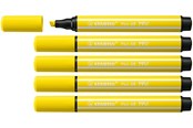 Skole - STABILO Pen 68 MAX - Felt-tip pen with thick chisel tip - lemon yellow - 768/24