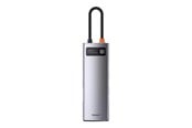 USB hub - Baseus Hub 8in1 Metal Gleam Series USB-C to 3x USB 3.0 + HDMI + USB-C PD + Ethernet RJ45 + microSD/SD USB hub - USB 3.0 - 7 ports - Grå - CAHUB-CV0G