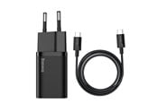 Mobil - Adaptere & Opladere - Baseus Super Si Quick Charger 1C 25W with USB-C cable for USB-C 1m (black) - TZCCSUP-L01