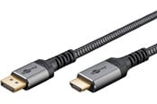 Skærmkabel - Pro Displayport 1.2 - HDMI 2.0 Sleeved - 1m - Sort - DP1.2HDMI20BB1