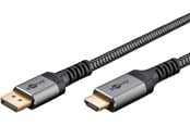 Skærmkabel - Pro Displayport 1.2 - HDMI 2.0 Sleeved - 3m - Sort - DP1.2HDMI20BB3