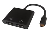 USB hub - Deltaco USB-C MST HUB 2x 4K/60Hz DP x 2 black 0.1m USB hub - 4 ports - Sort - USBC-2DP