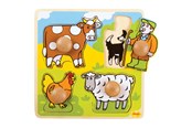 Babylegetøj - Bigjigs Wooden Stud Puzzle Farm 4 pcs. - BJ520