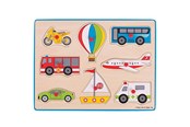 Puslespil - Bigjigs Wooden Stud Puzzle Vehicles 8 pieces. Wood - BJ260