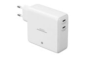 Mobil - Adaptere & Opladere - Deltaco USB-C GaN Wall Charger 60W w/ Built-in Powerbank | 9600 mAh | 2x USB-C | PPS | White - PB-Q1004
