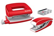 Skrivebordstilbehør - Leitz Hæftemaskine & hulapparat sæt WOW Mini NeXXt WOW Mini blister Rød - 55612026