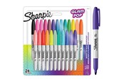Skrive- og Tegneværktøjer - Sharpie Glam Pop Permanente Markers | Fin spids for fede detaljer | Assorterede livlige farver | 24 markerpenne - 2198779