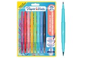 Skrive- og Tegneværktøjer - Paper Mate Flair DUAL filtpenne | Pensel og medium spidser (0,7 mm) | Dobbeltendede farvepenne | Assorterede farver | 8 Stk - 2199386