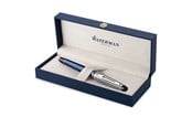 Skrive- og Tegneværktøjer - Waterman Expert Deluxe | Fyldepen | Metal & blå lak med palladium belagt trim | Palladium mellemspids | Gaveæske - 2187681