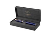 Skrive- og Tegneværktøjer - Parker Ingenuity fyldepen | Core Collection | Blå med guldkant | Medium Nib | Sort blæk | Gaveæske - 2182010