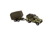 Legetøjsbil - Kids Globe Die-cast Land Rover With Army Trailer 27cm - 520027