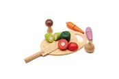 Trælegetøj - Classic World Wooden Cutting Vegetables with Knife and Cutting Board - 2825