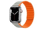 Smartwatch - Tilbehør - Lippa Apple Watch magnetisk silikonerem 42/44/45/49 - Grå / Orange - LPAW113