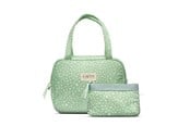 Makeup - Karen Denmark 2 pcs Cosmetic bag with handle Green/White Print - 5713982011326