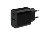 Mobil - Adaptere & Opladere - Gembird Universal GaN USB charger QC 3.0 & PD 20W 2-port - Black - TA-UC-PDQC20-01-BK